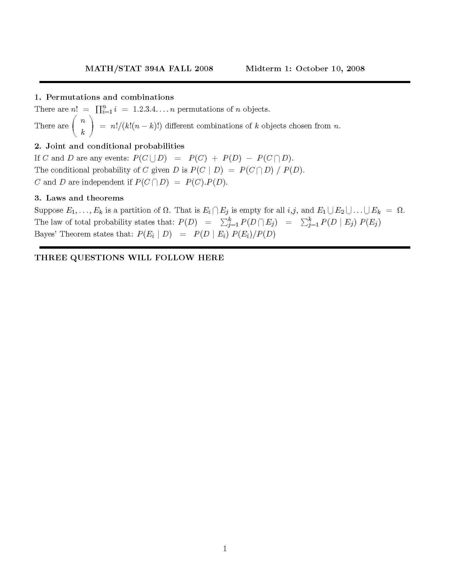 PROBABILITY I