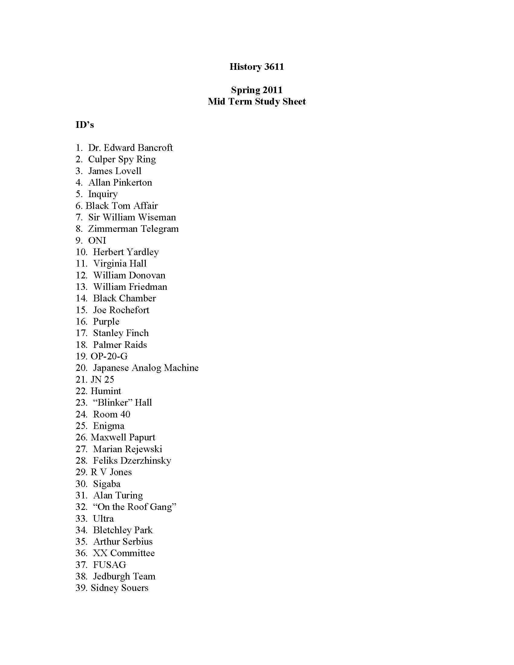 Espionage and Intelligence in the 20th Century