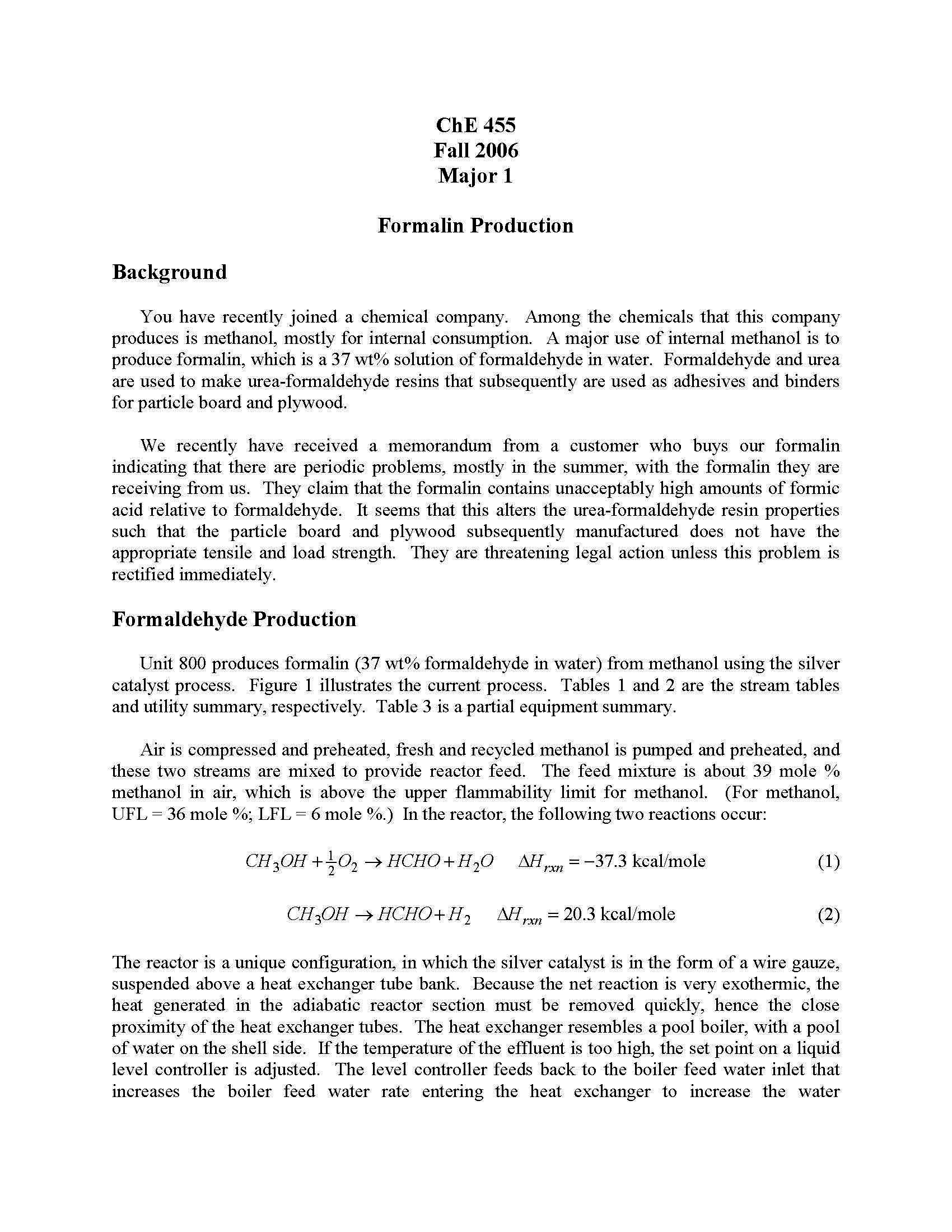 Chemical Process Design 1