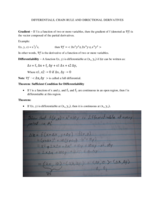 Differentials, Chainr Rule and Directional Derivatives