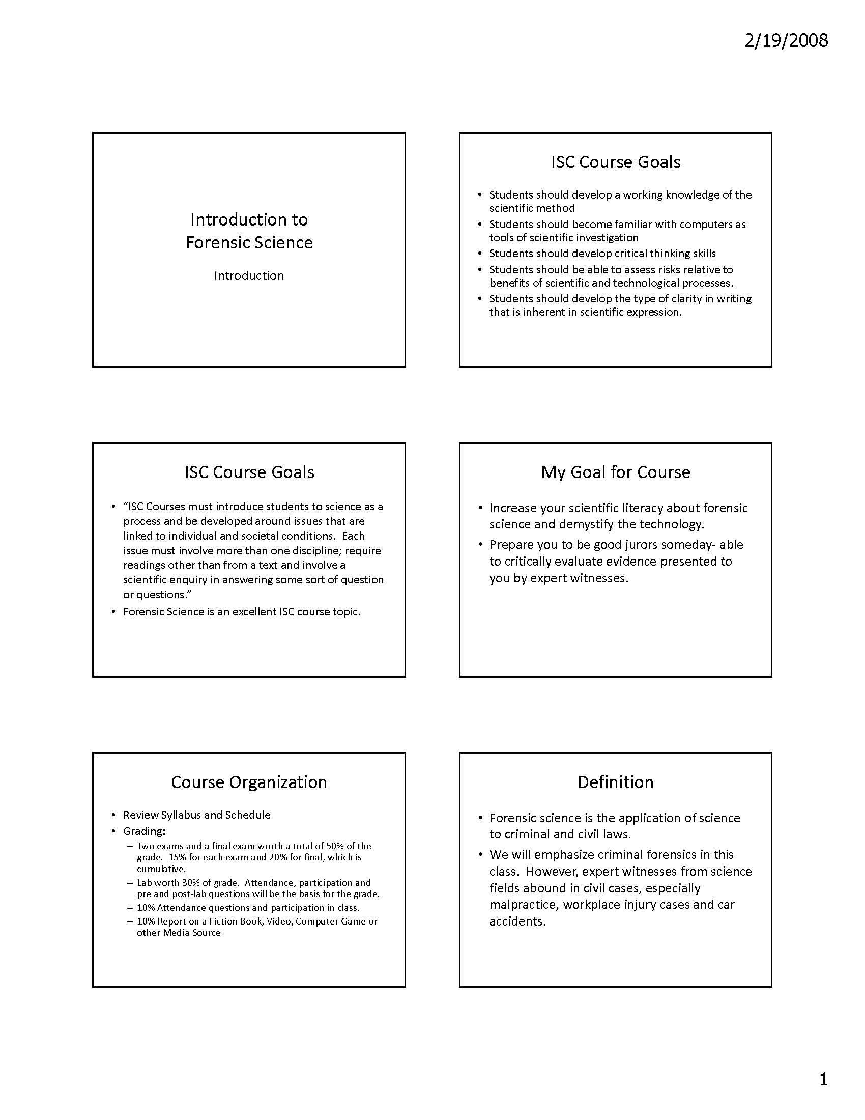 Intro Forensic Science