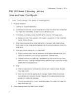 PSY 202 Lecture: Love & Hate