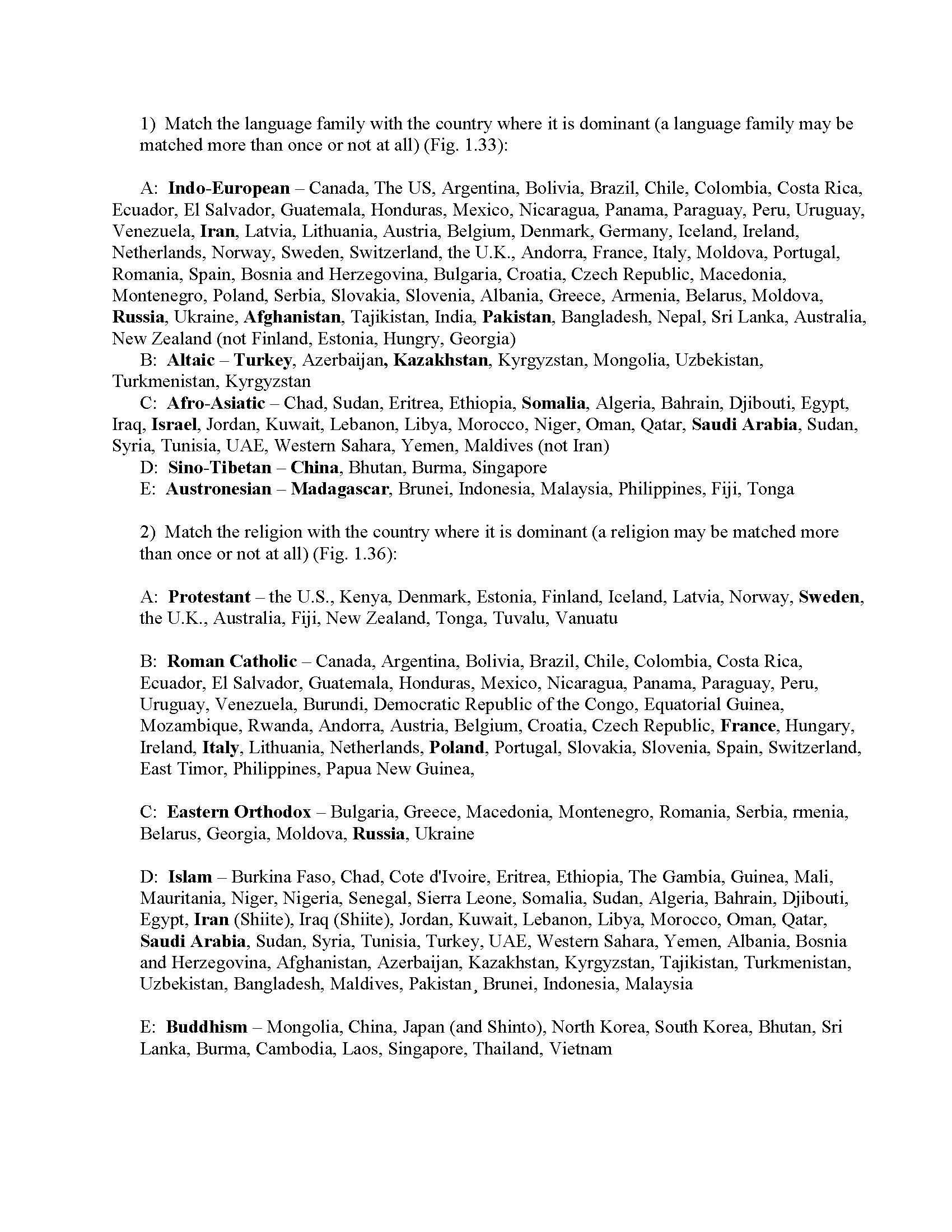 Major World Regions