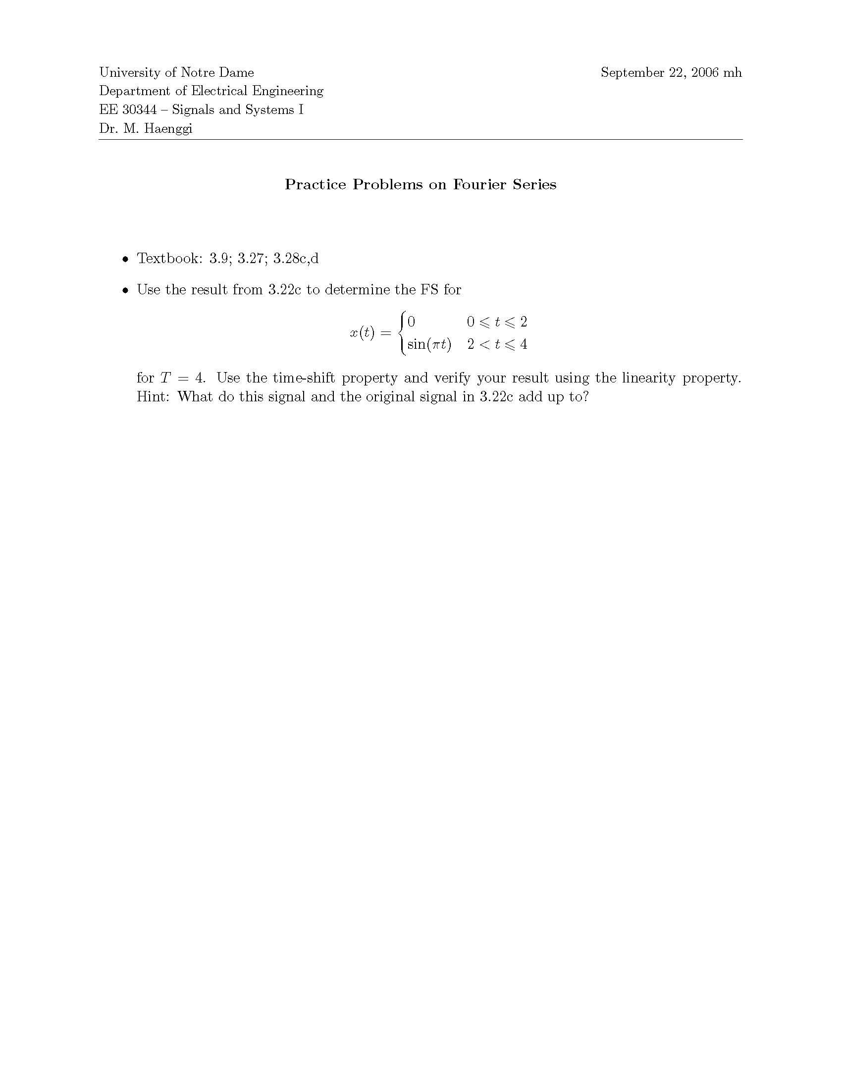 Signals & Systems I