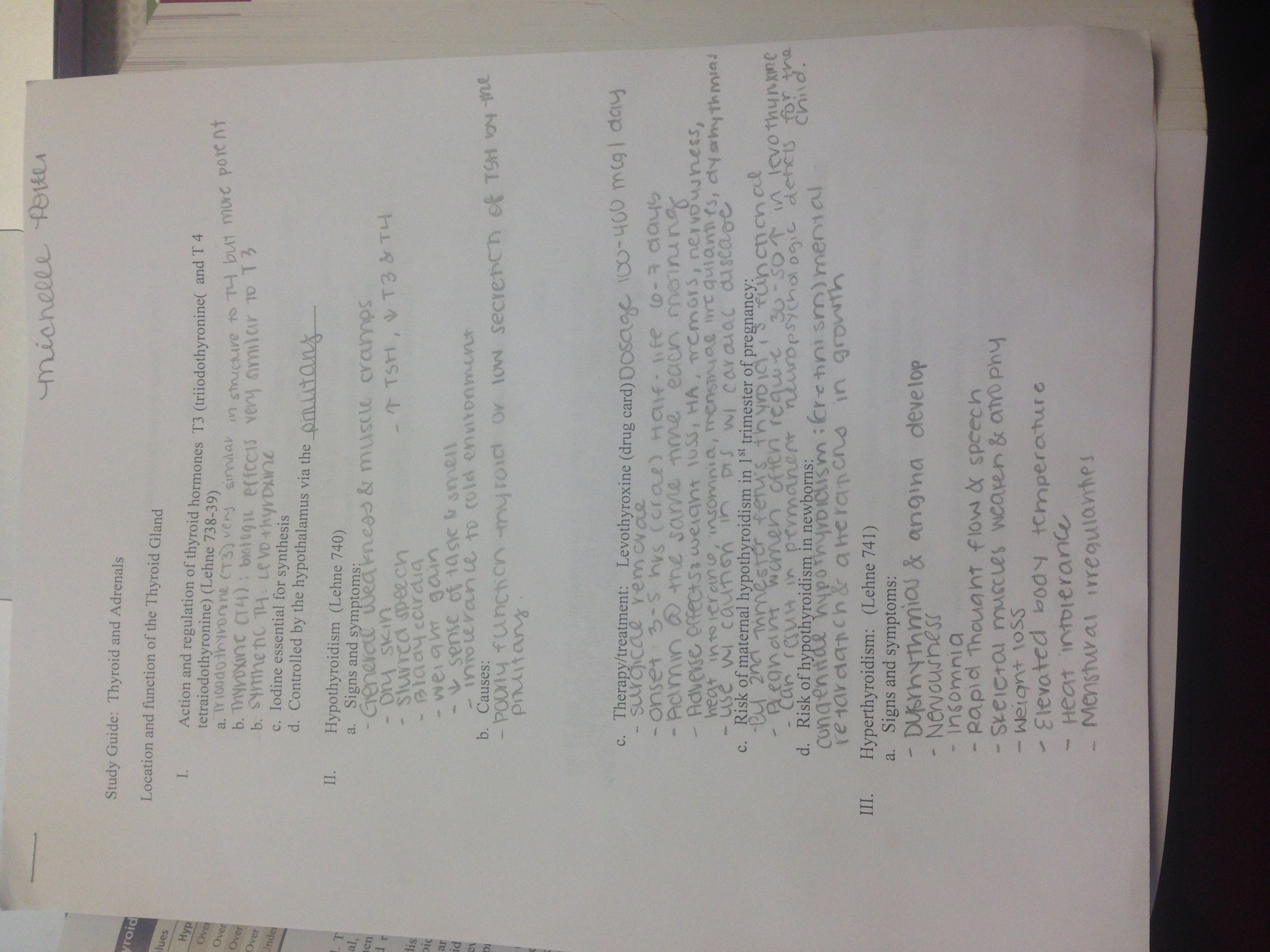 Thyroid and Adrenals Study Guide