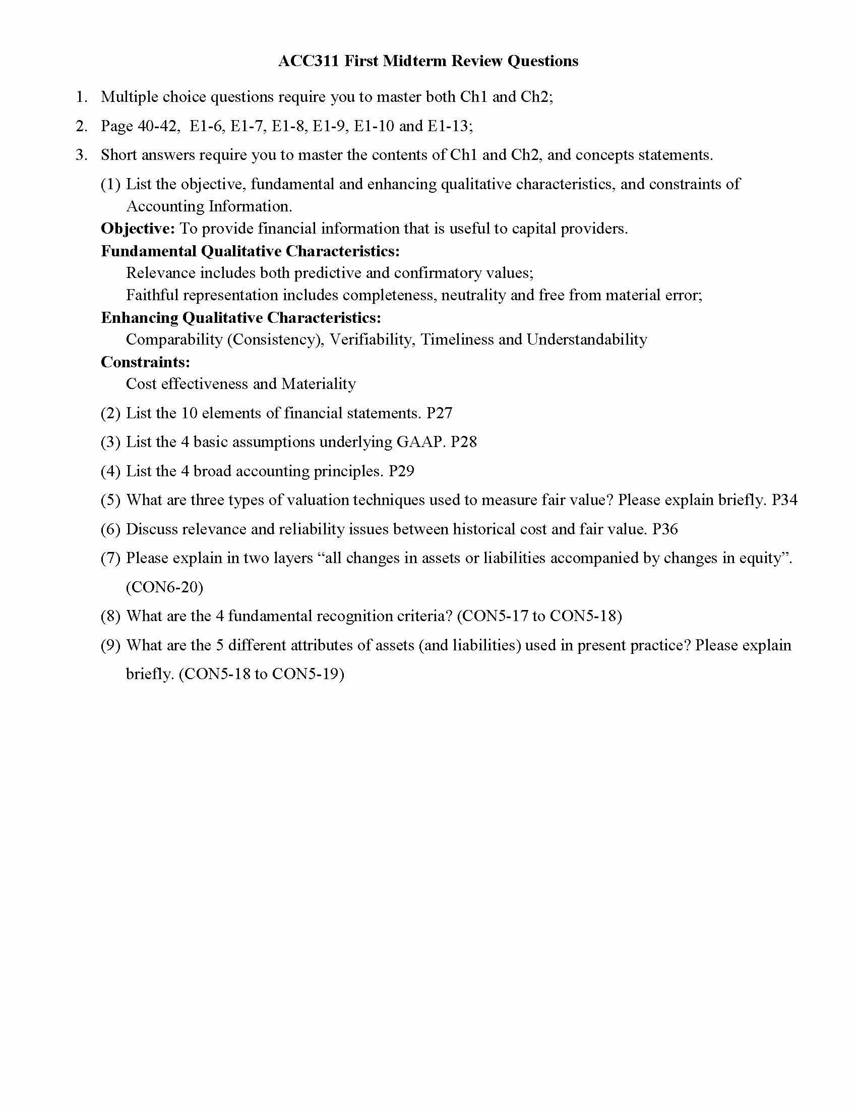 Intermediate Accounting I