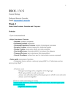 BIOL 1305, Week 3, Lecture Notes, "Proteins and Enzymes"