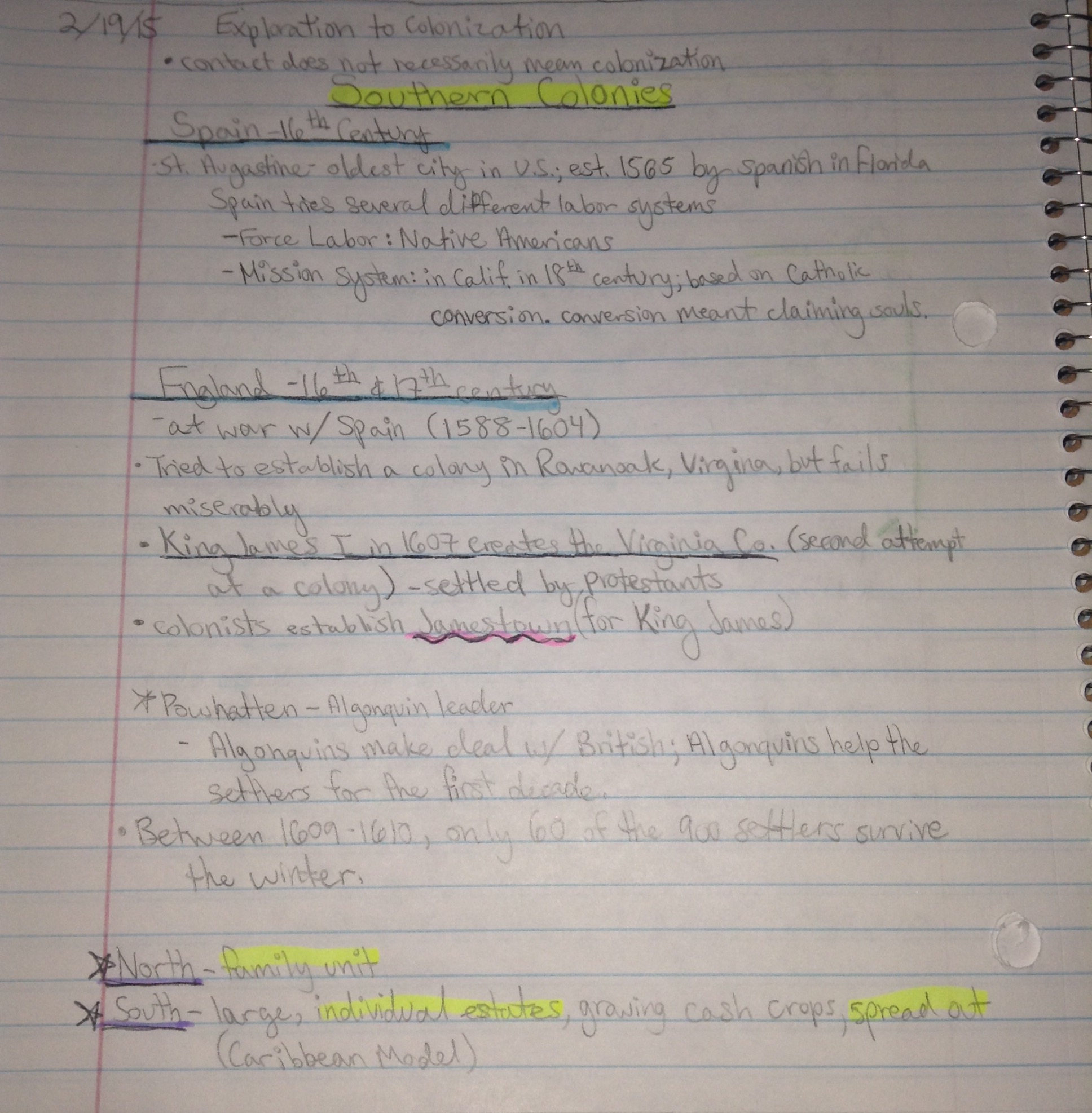 Notes for 2/19: Southern Colonies (Indenturement and Slavery)