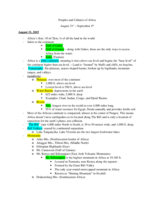 (Aug 31-Sept 4) African Ppl and Cultures, Lecture. 