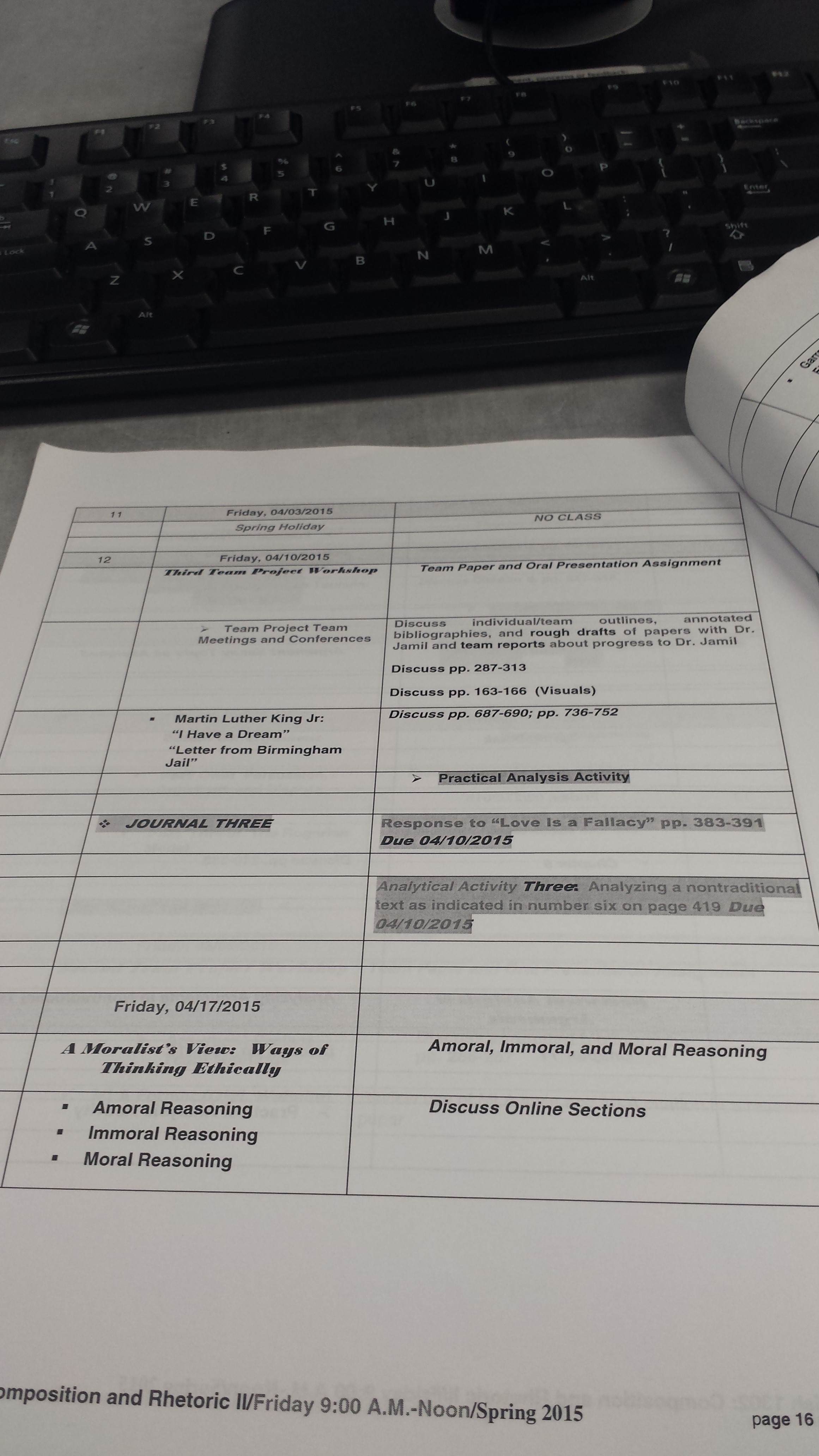 Week 10 Composition II/English 1302 Notes