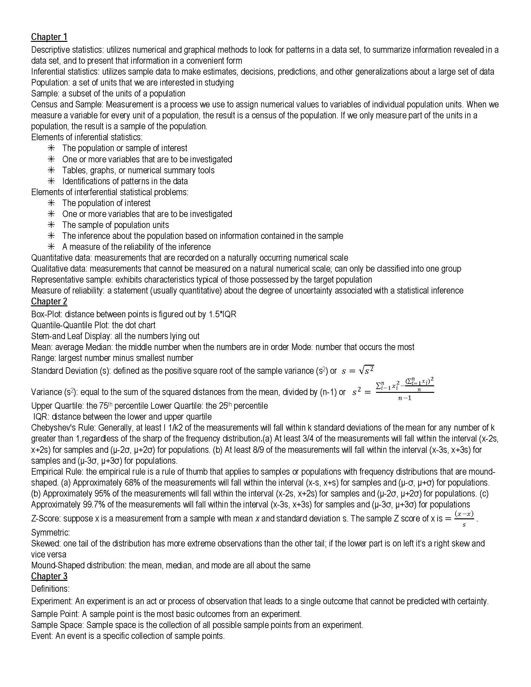 Statistical Methods I