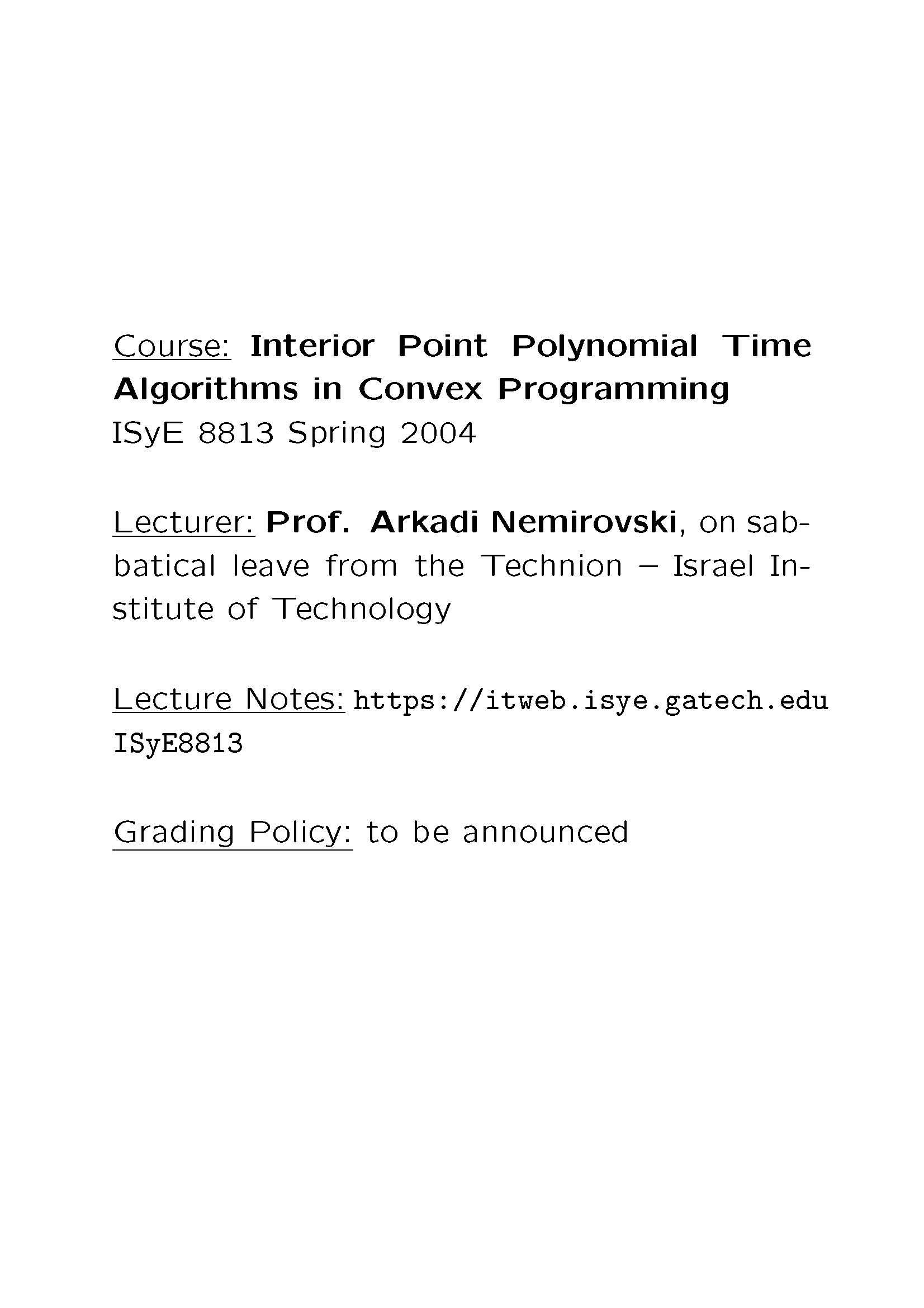 Special Topics in OR