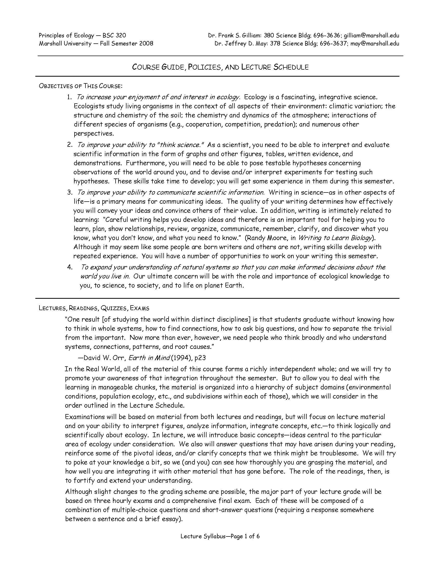 Principles of Ecology