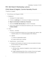 PSY 202 Lecture: Child Abuse & Neglect