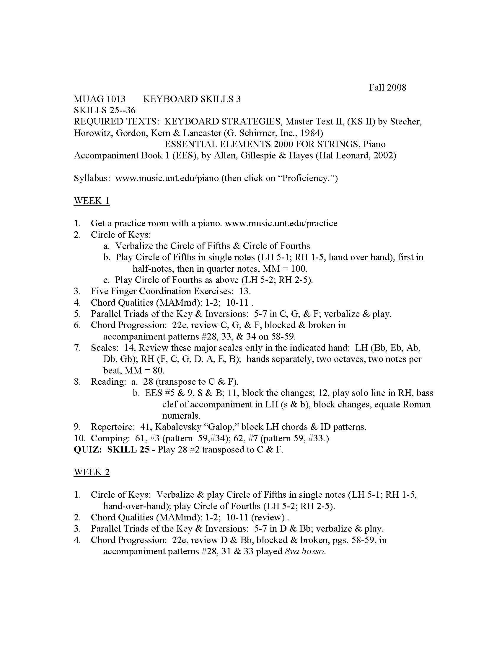 Keyboard Skills for Music Majors