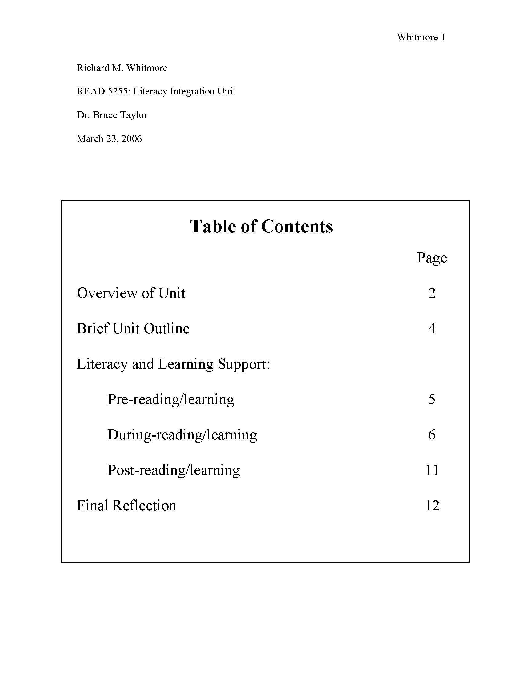 Int Read & Writ in Cont Areas