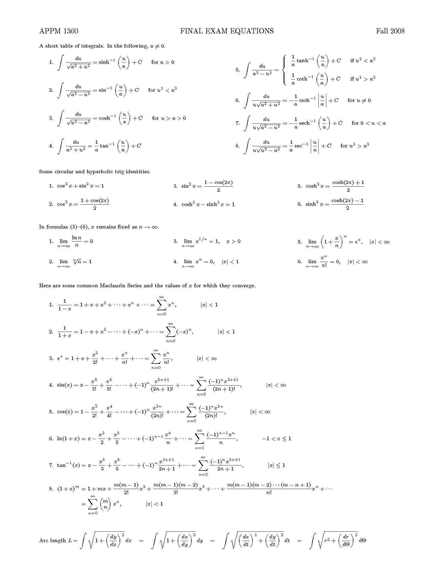 CALCULUS 2 FOR ENGINEERS