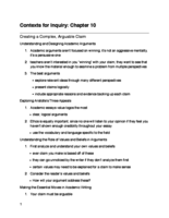 Contexts for Inquiry: Chapter 10 Notes