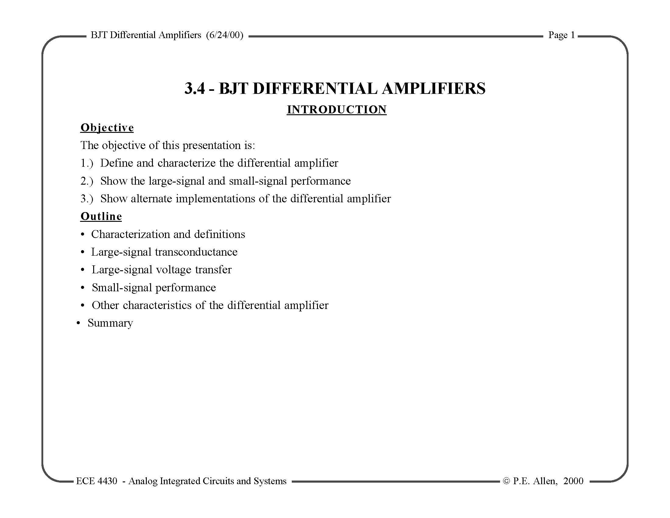 Analog Integra Circuits