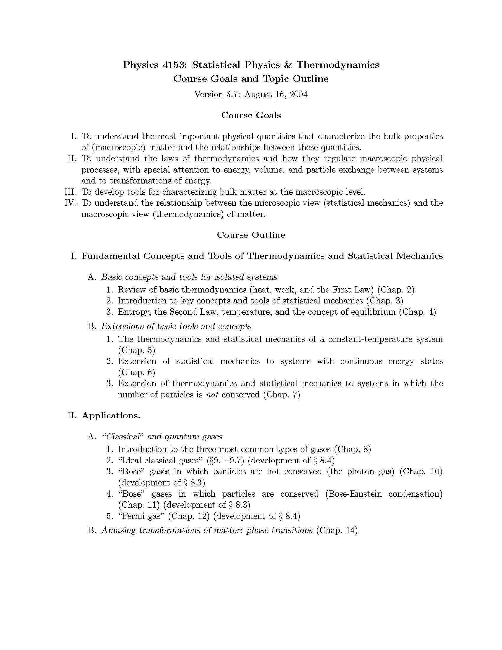 Statistical Physics and Thermodynamics