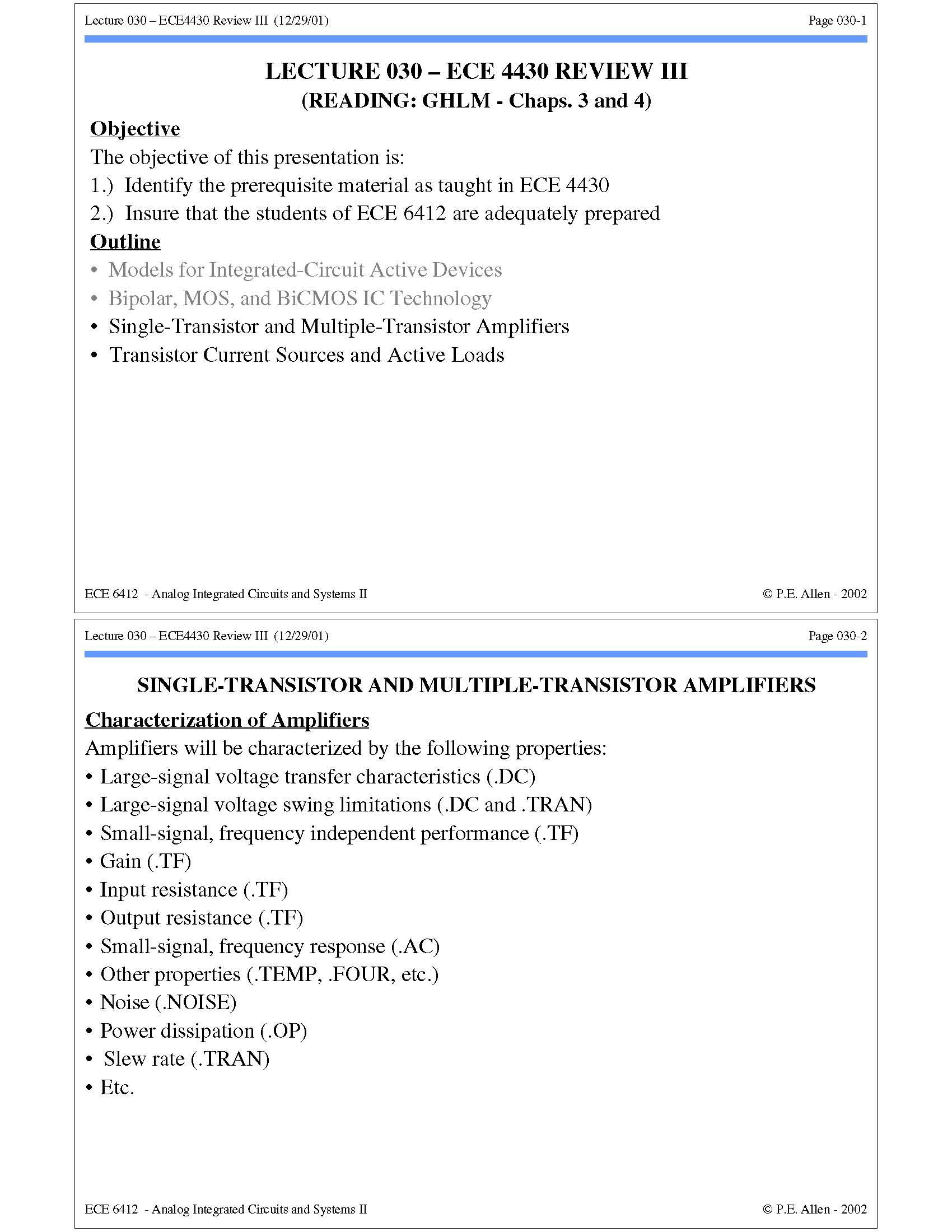 Analog Integra Circuits