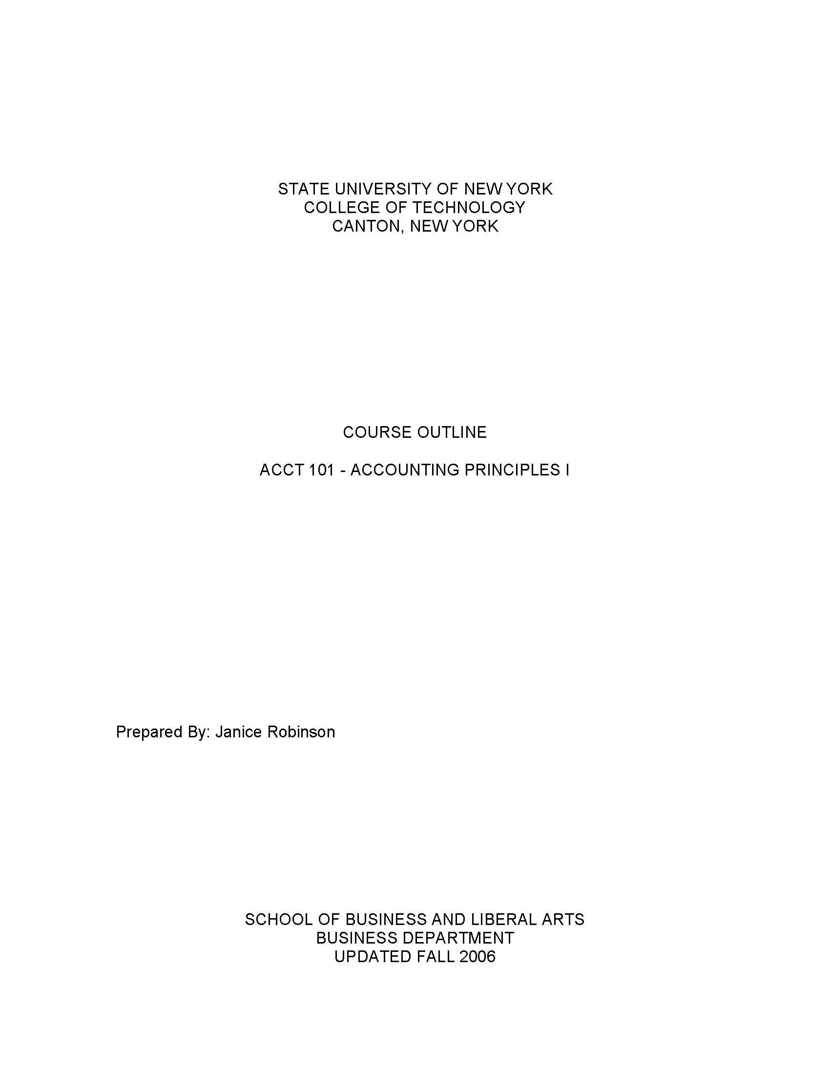 ACCOUNTING PRINCIPLES I