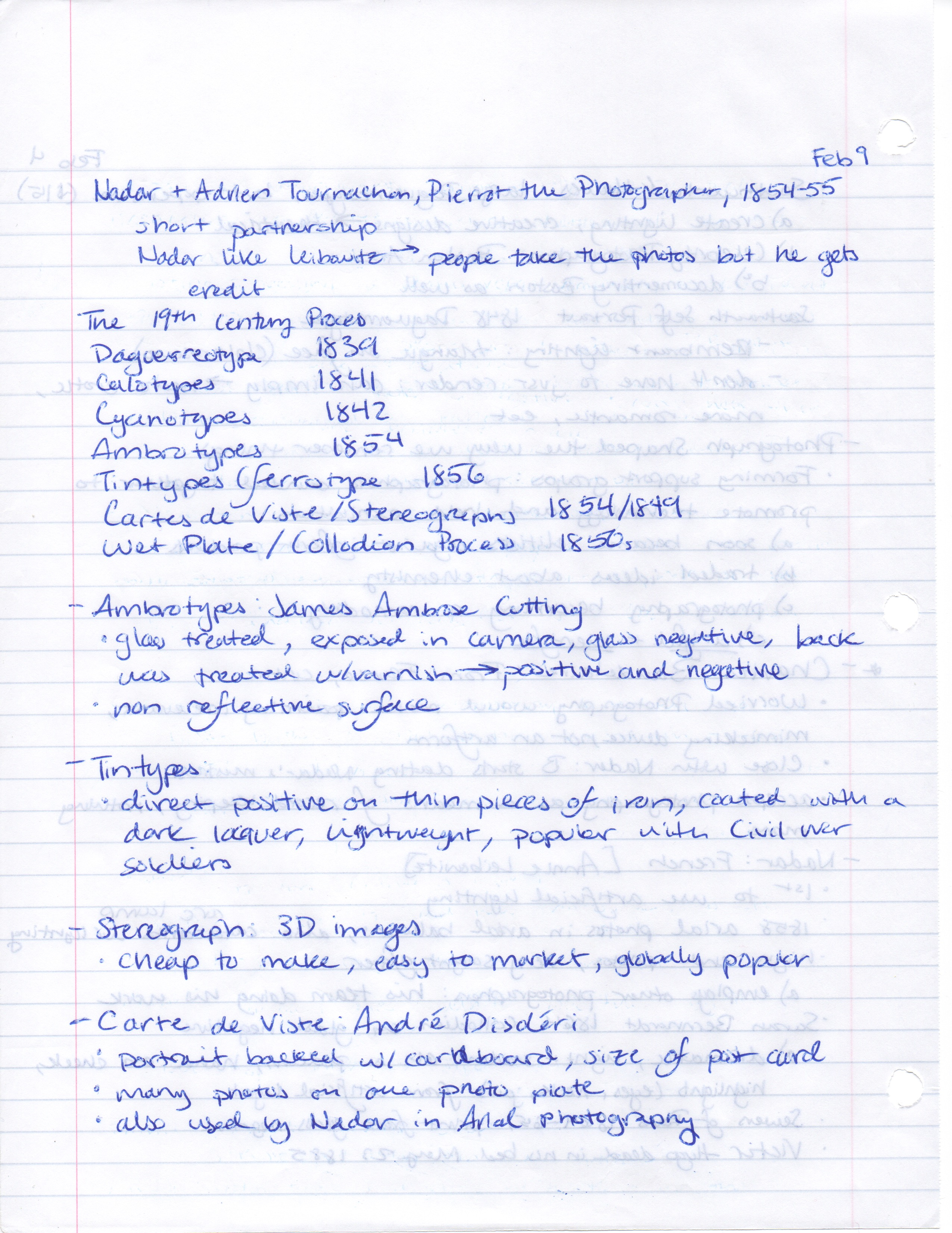 Class Notes February 9 and 11