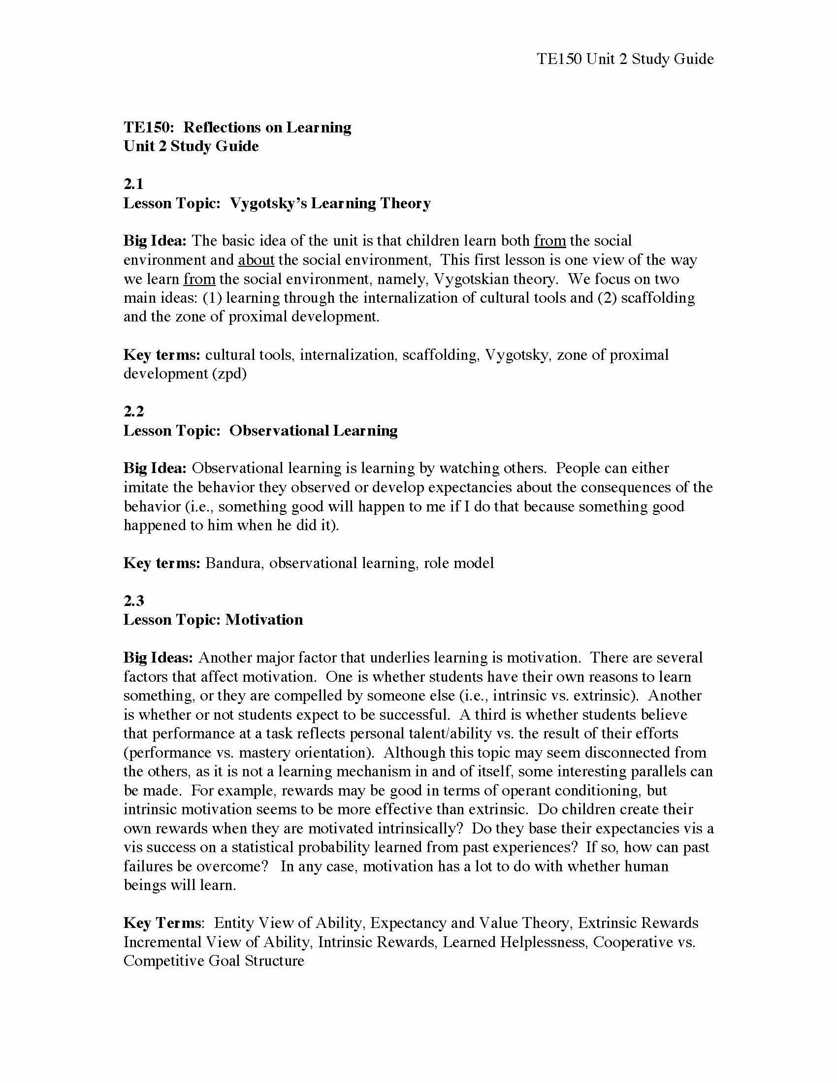 Reflections on Learning