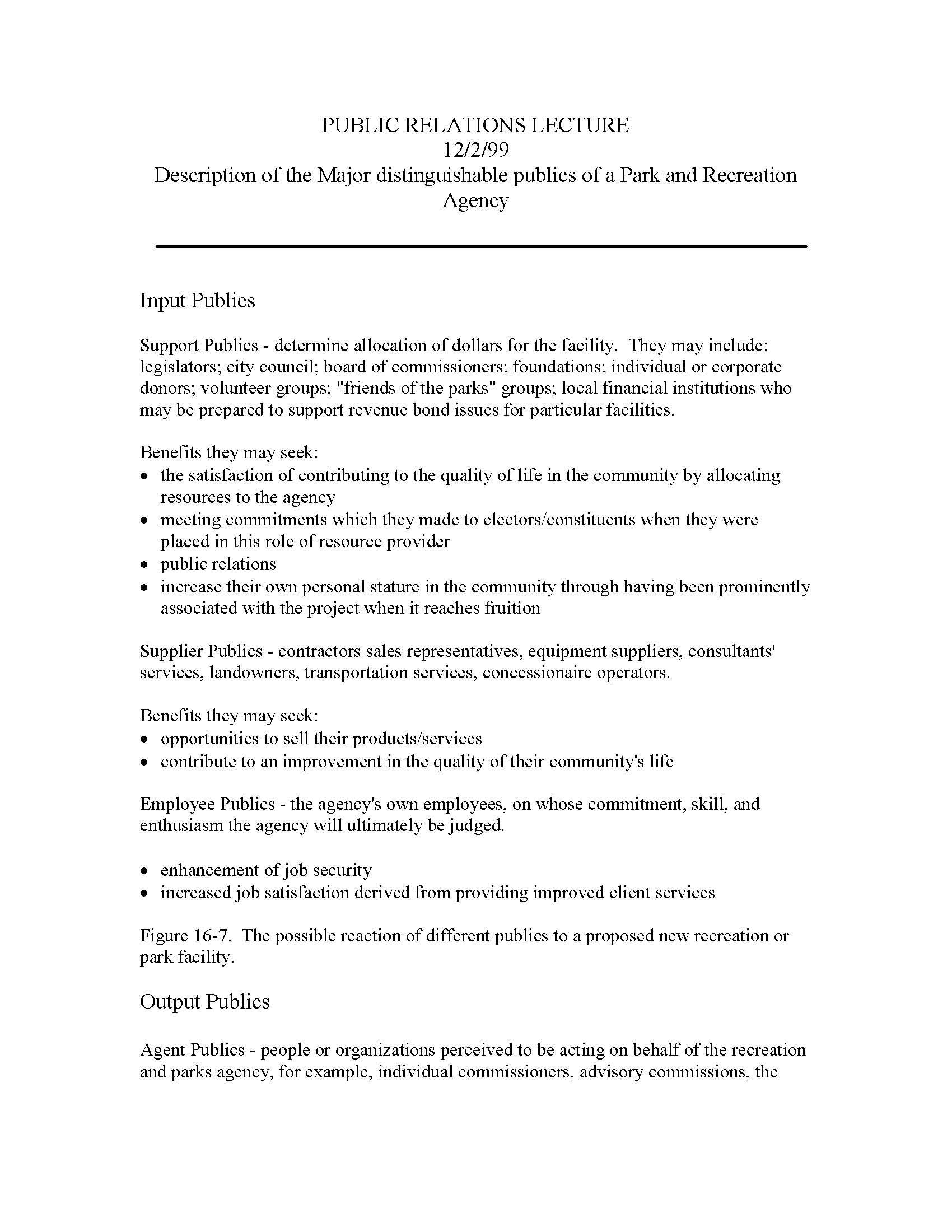 Admin & Oper Park & Rec (W)