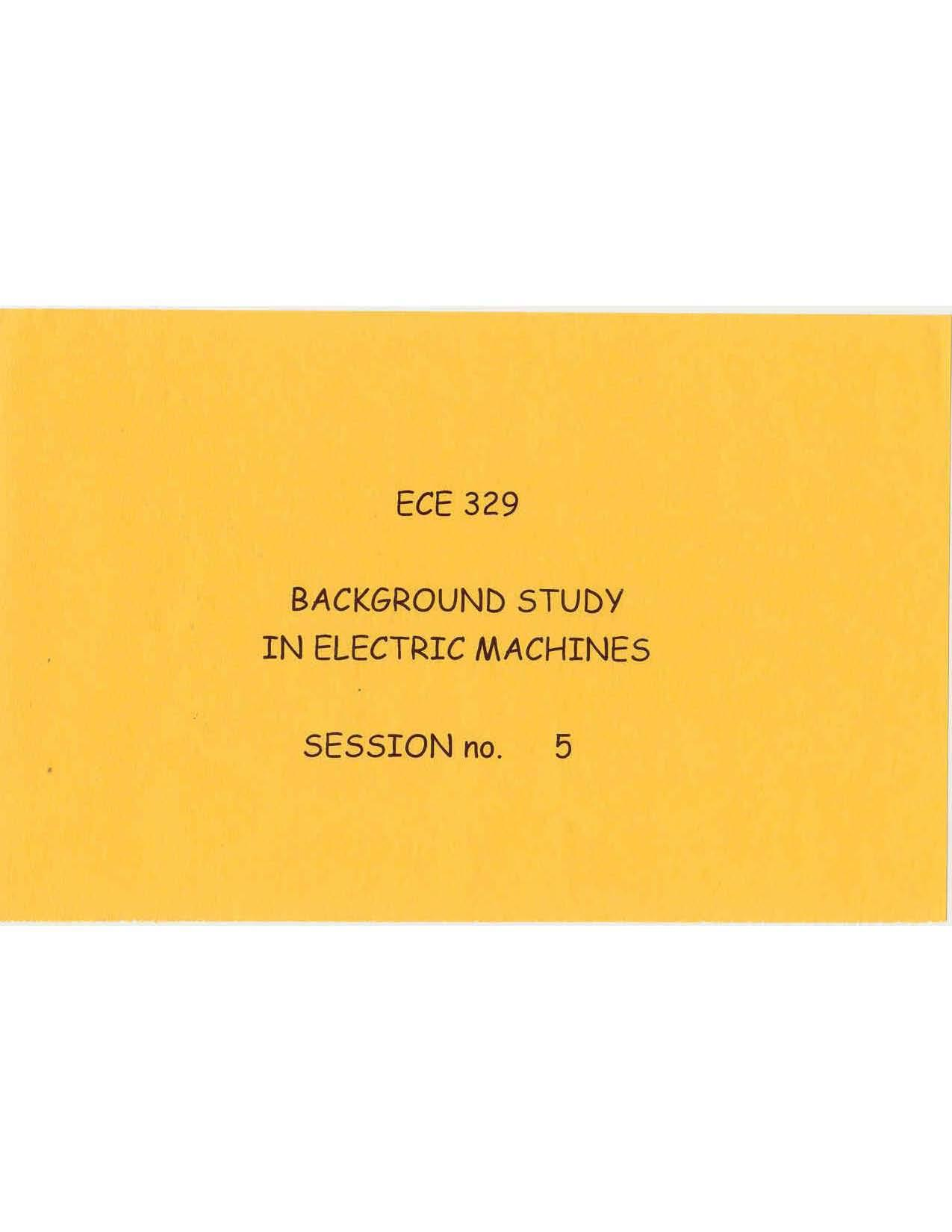 Background Study in Electrical Machines