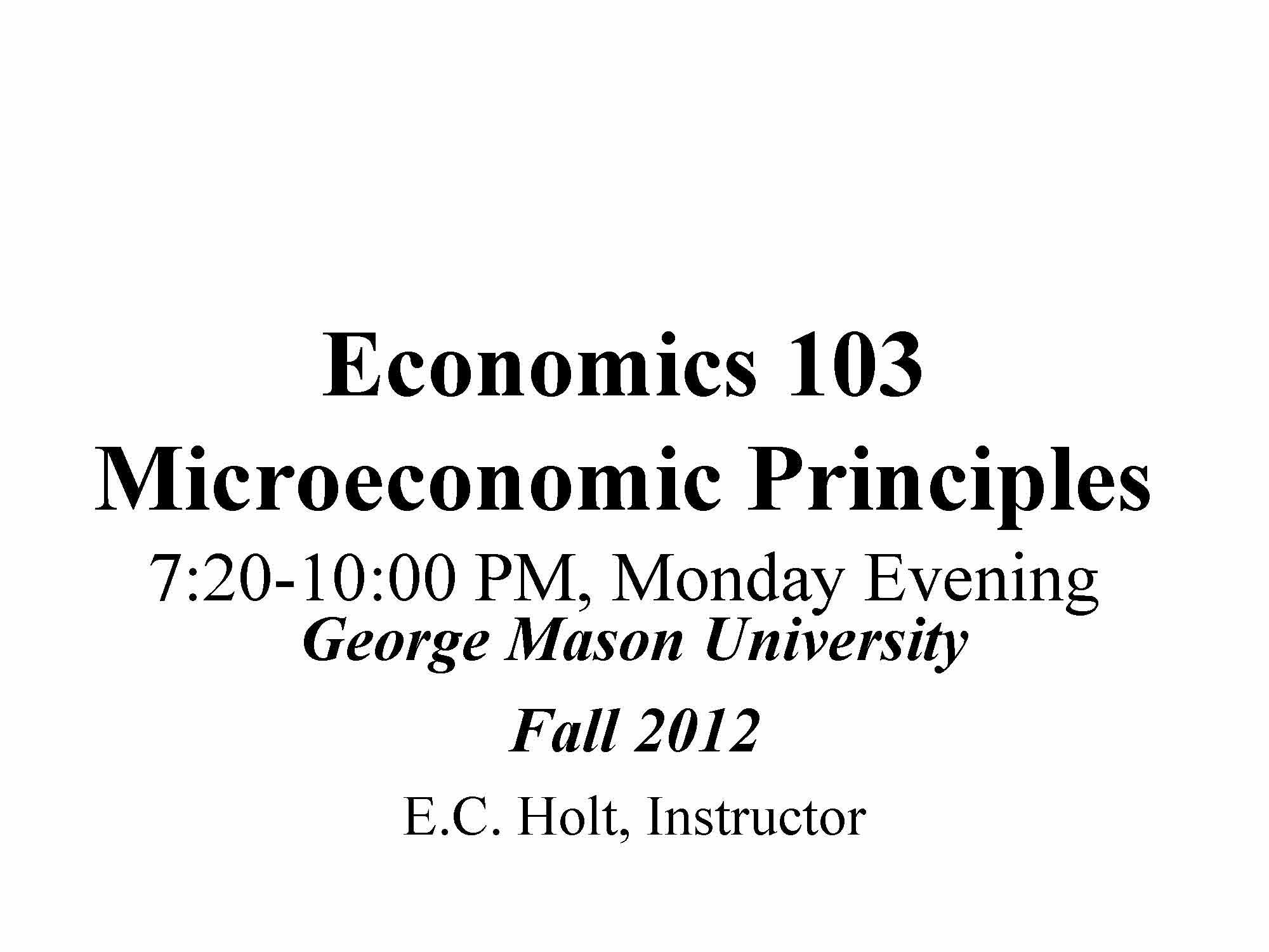 Microeconomic Principles