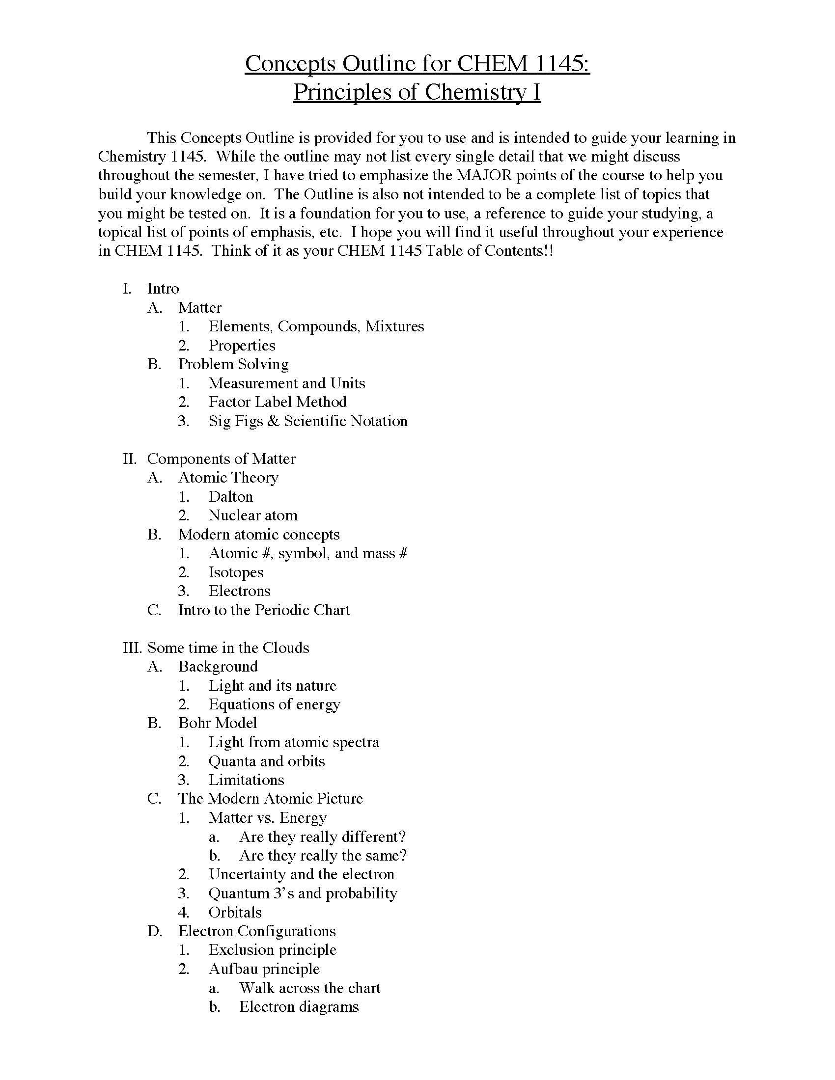 Principles of Chem I Lab