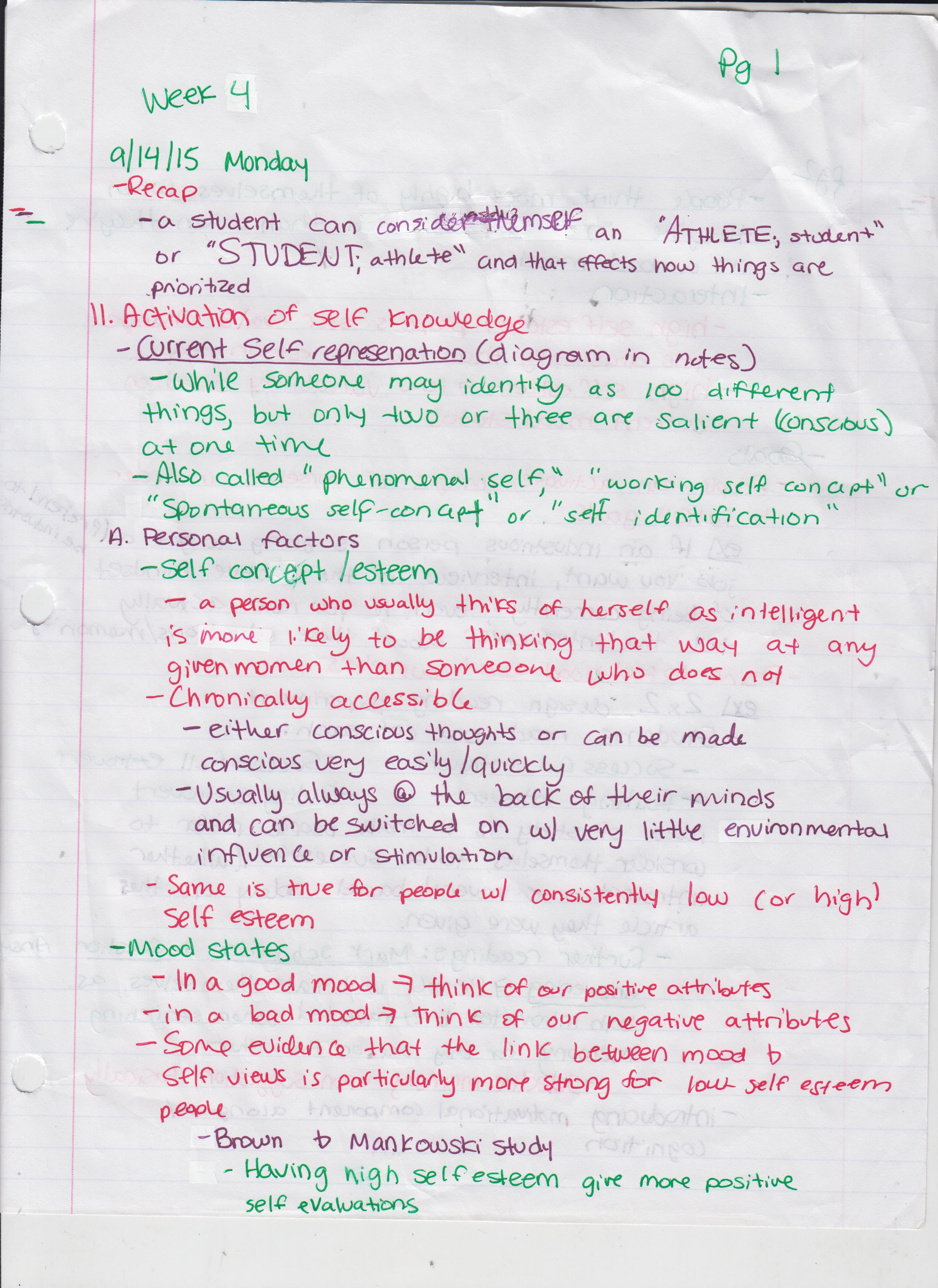Week 4 Self concept continued