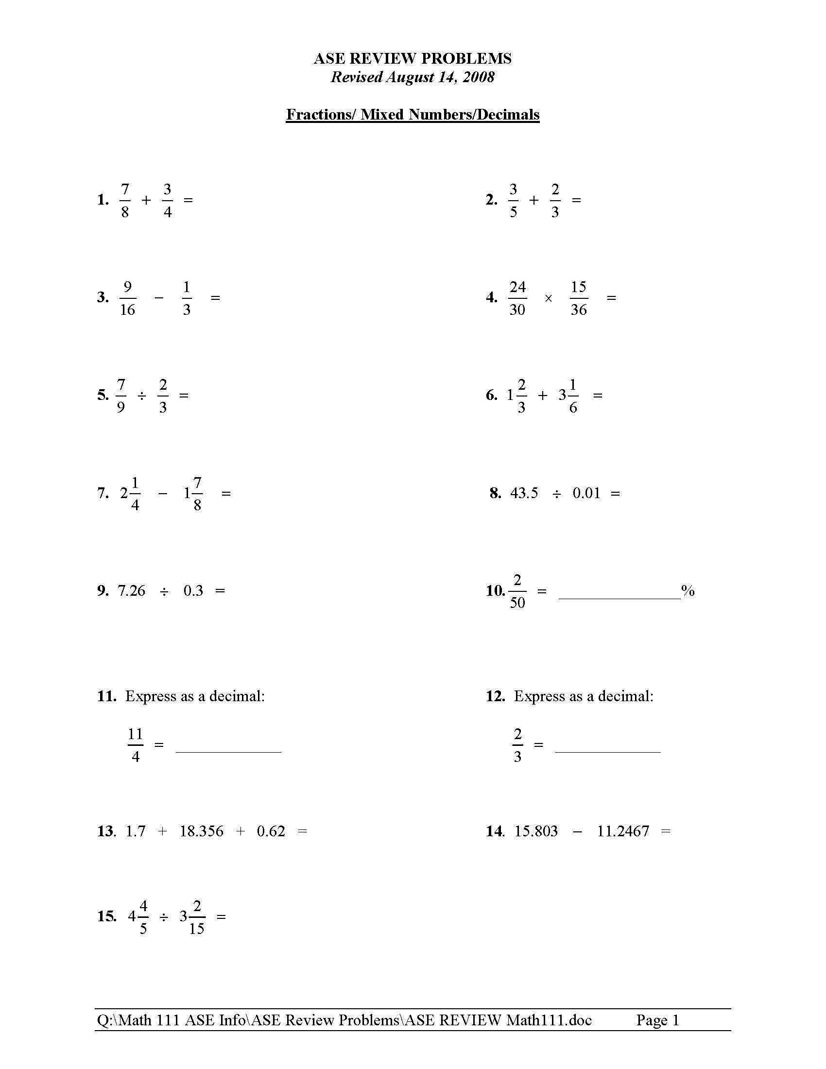 Fundamentals of Elementary Mathematics I