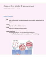 Chapter One: Matter & measurements