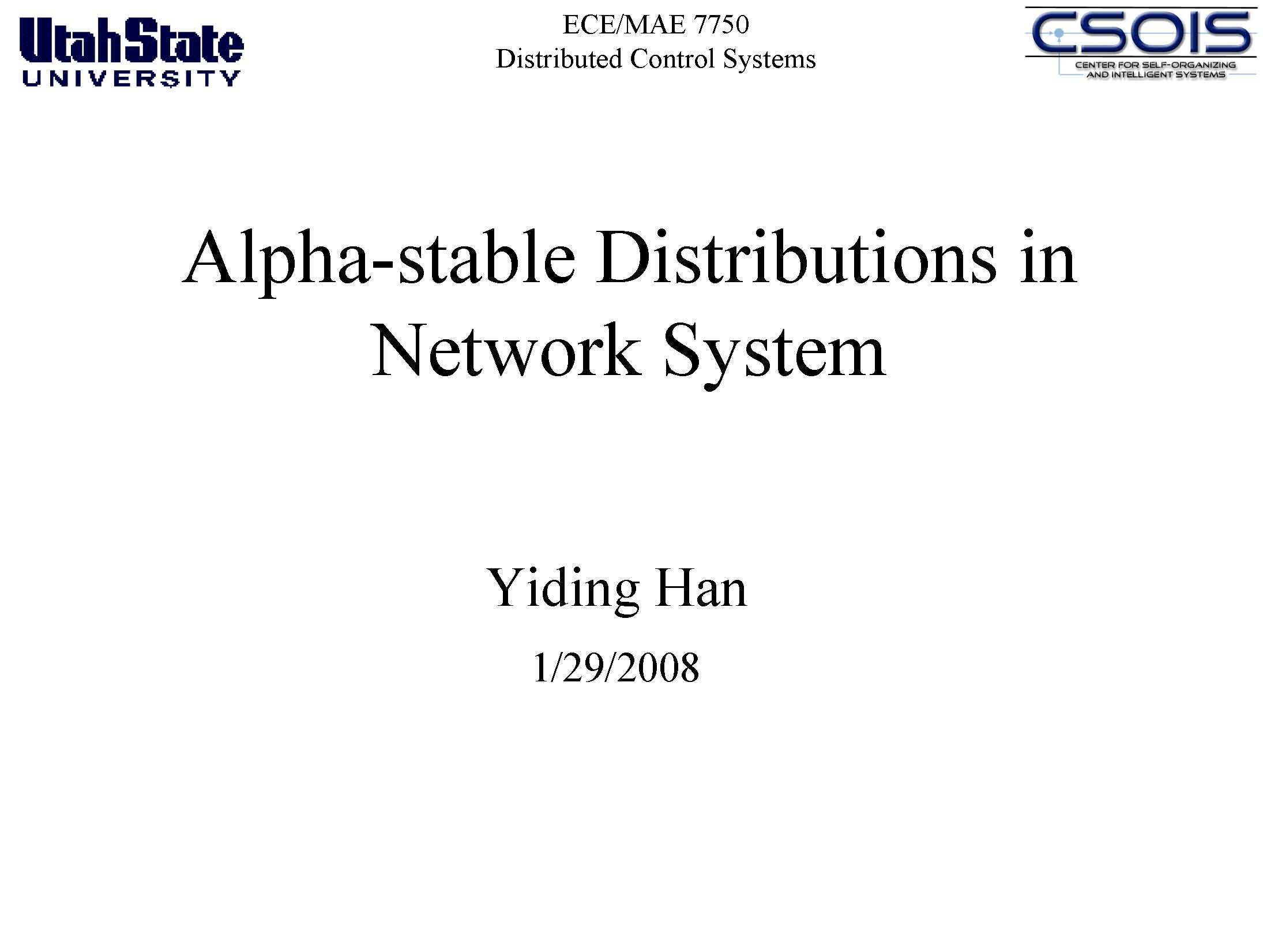 Distributed Control Systems
