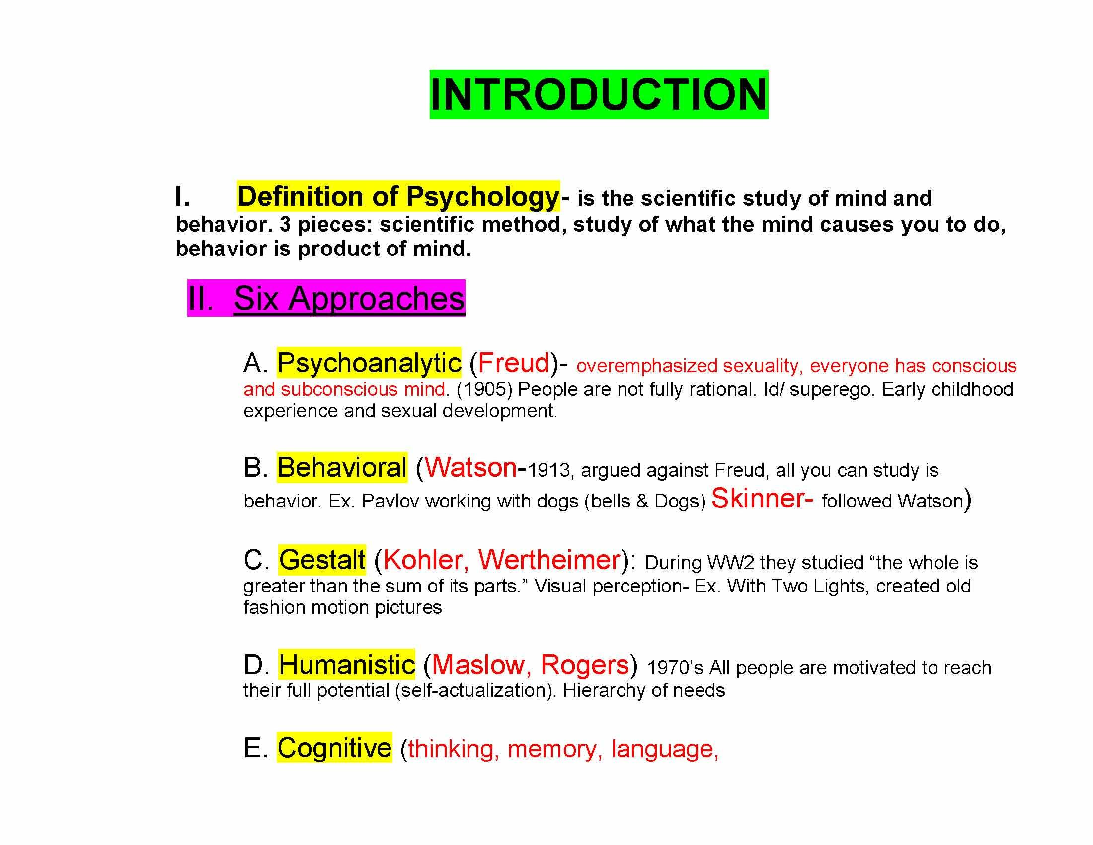 Intr To Psychology