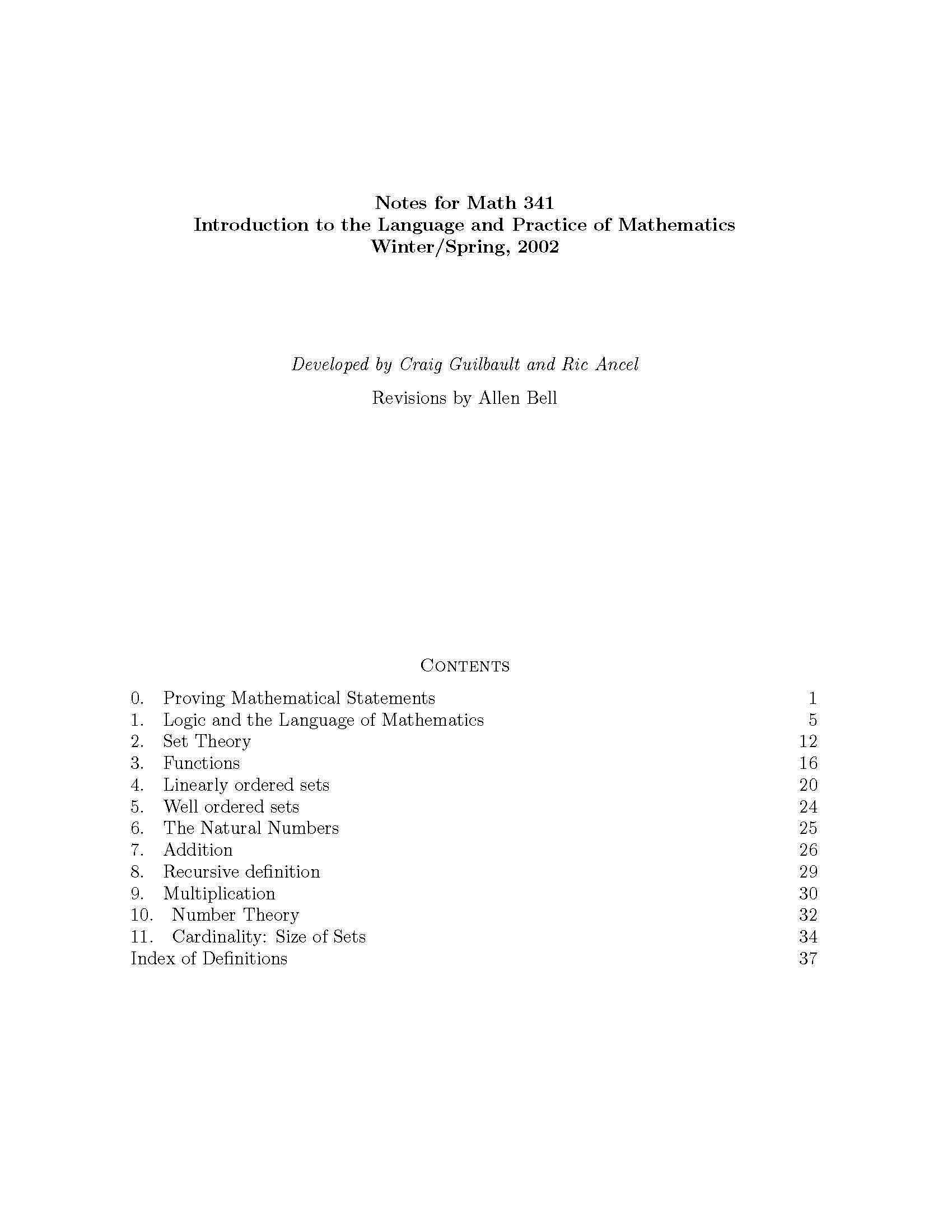 Seminar Introductionto the Language andPractice of Mathematics
