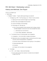 PSY 202 Lecture: History and Methods 