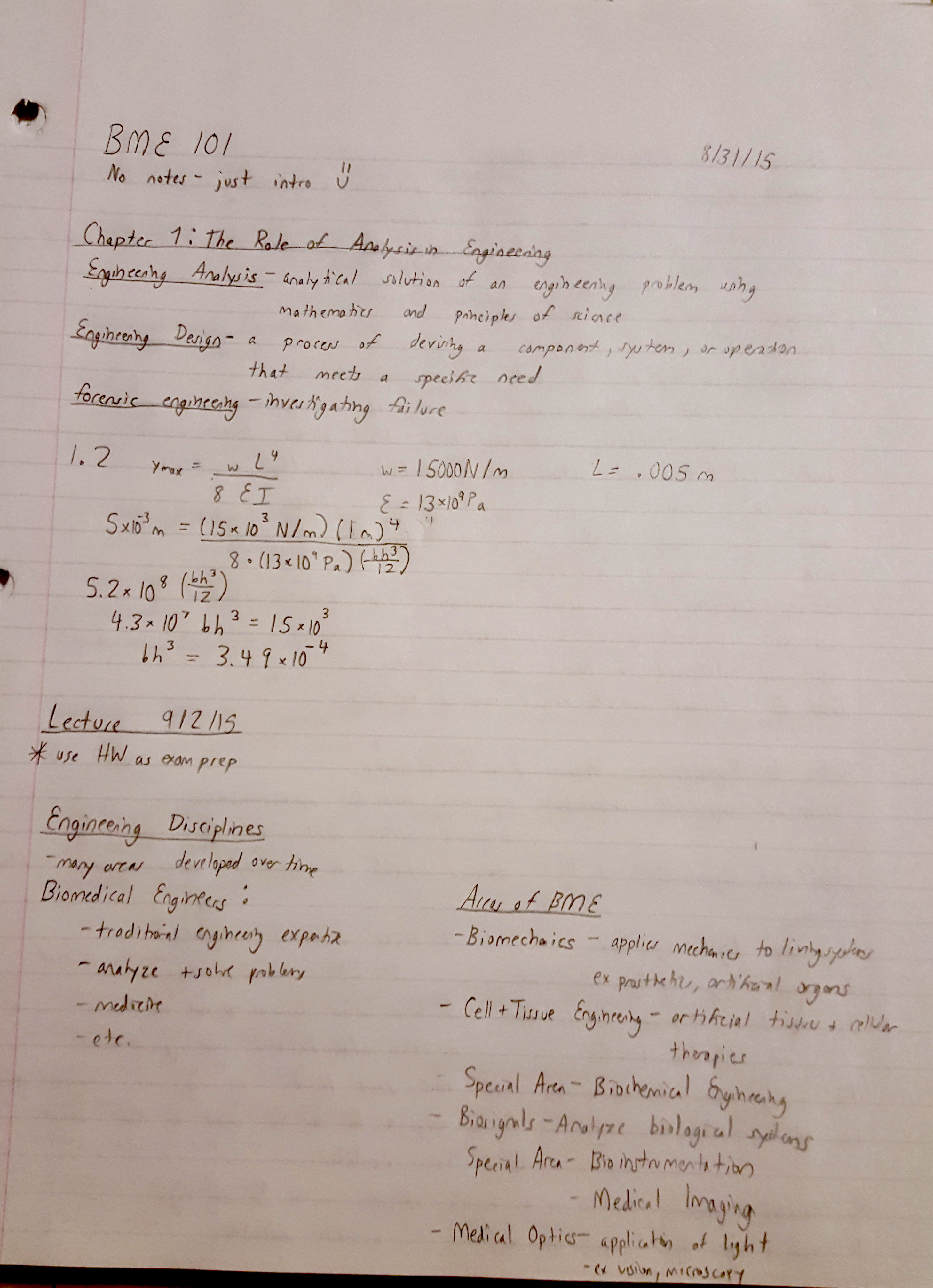 BME 101 Notes - Week 1