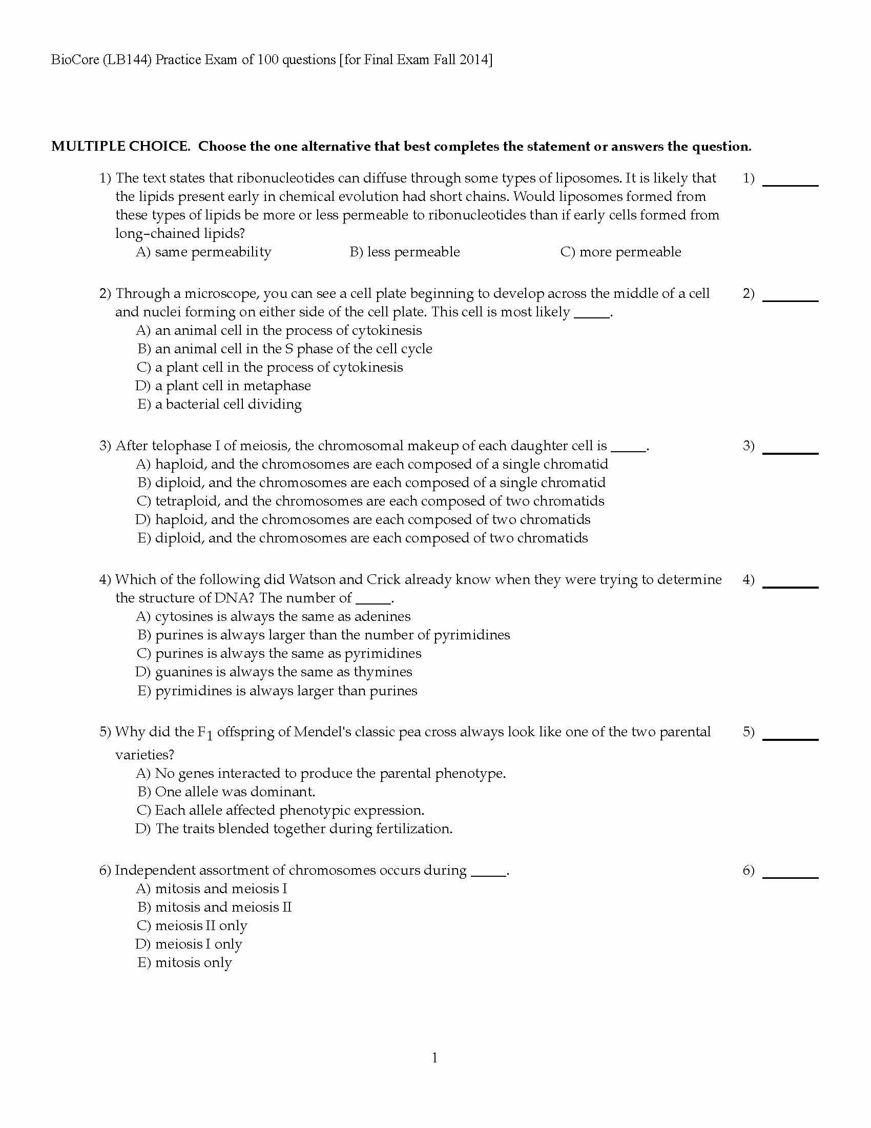 Biology I Organismal Biology