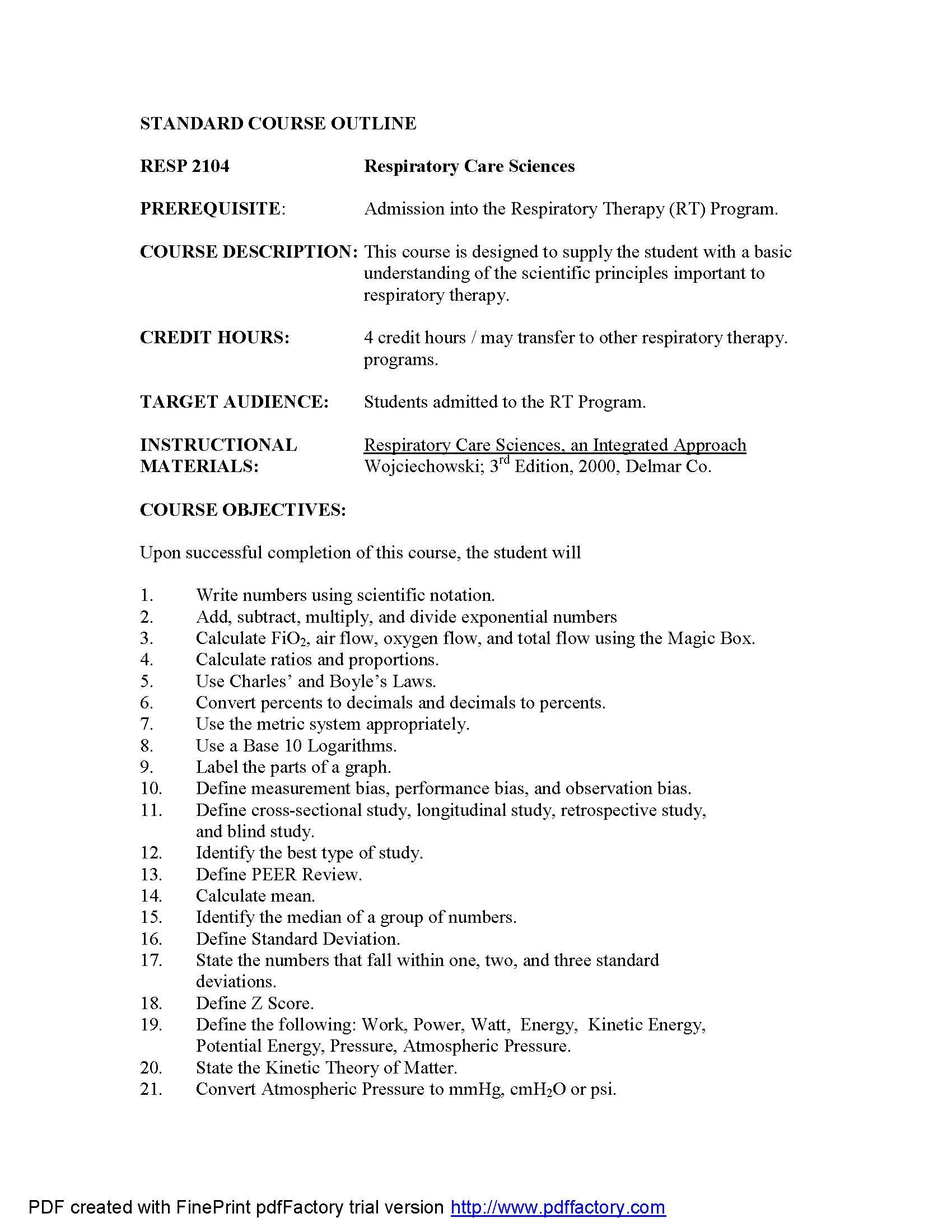 Respiratory Care Sciences