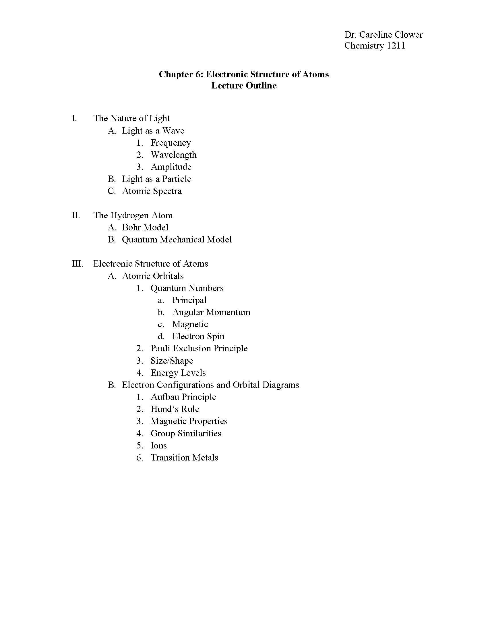Principles of Chemistry I