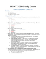 MGMT 3080: Exam 1