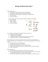 Bio 106 Exam 1: Study Guide
