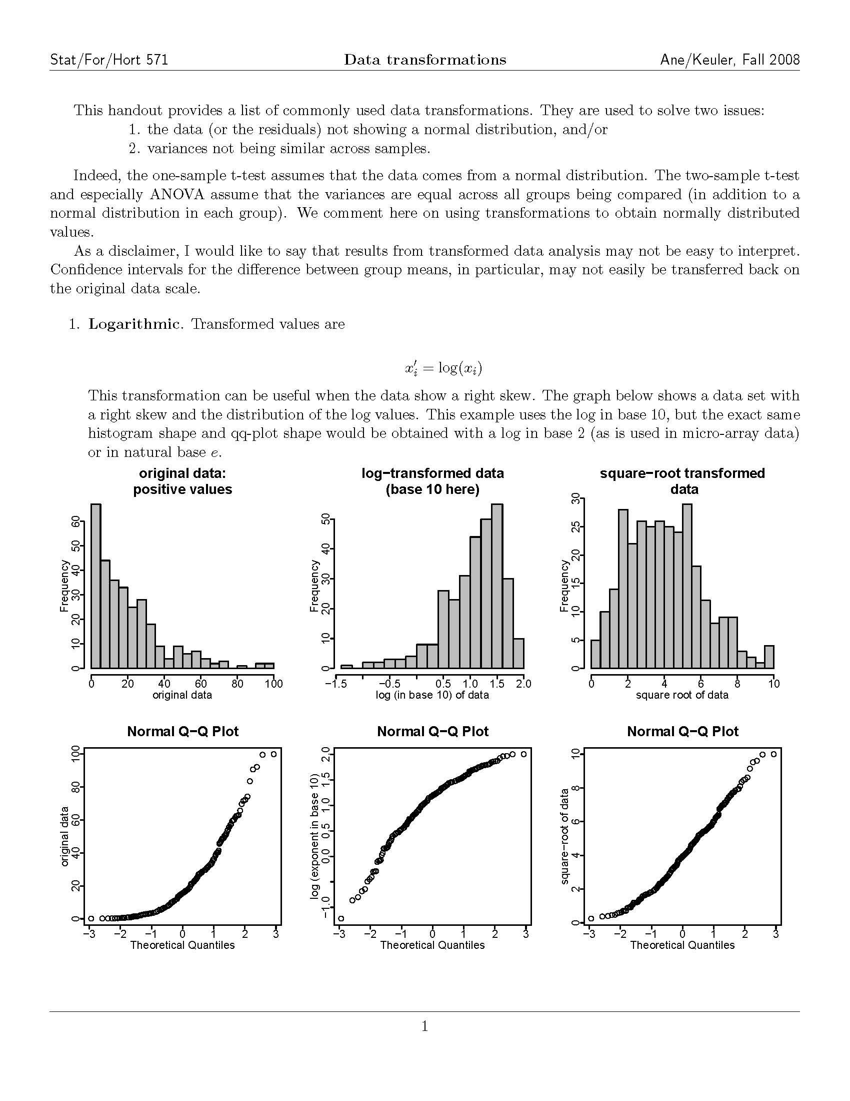 Statistical Methods for Bioscience I