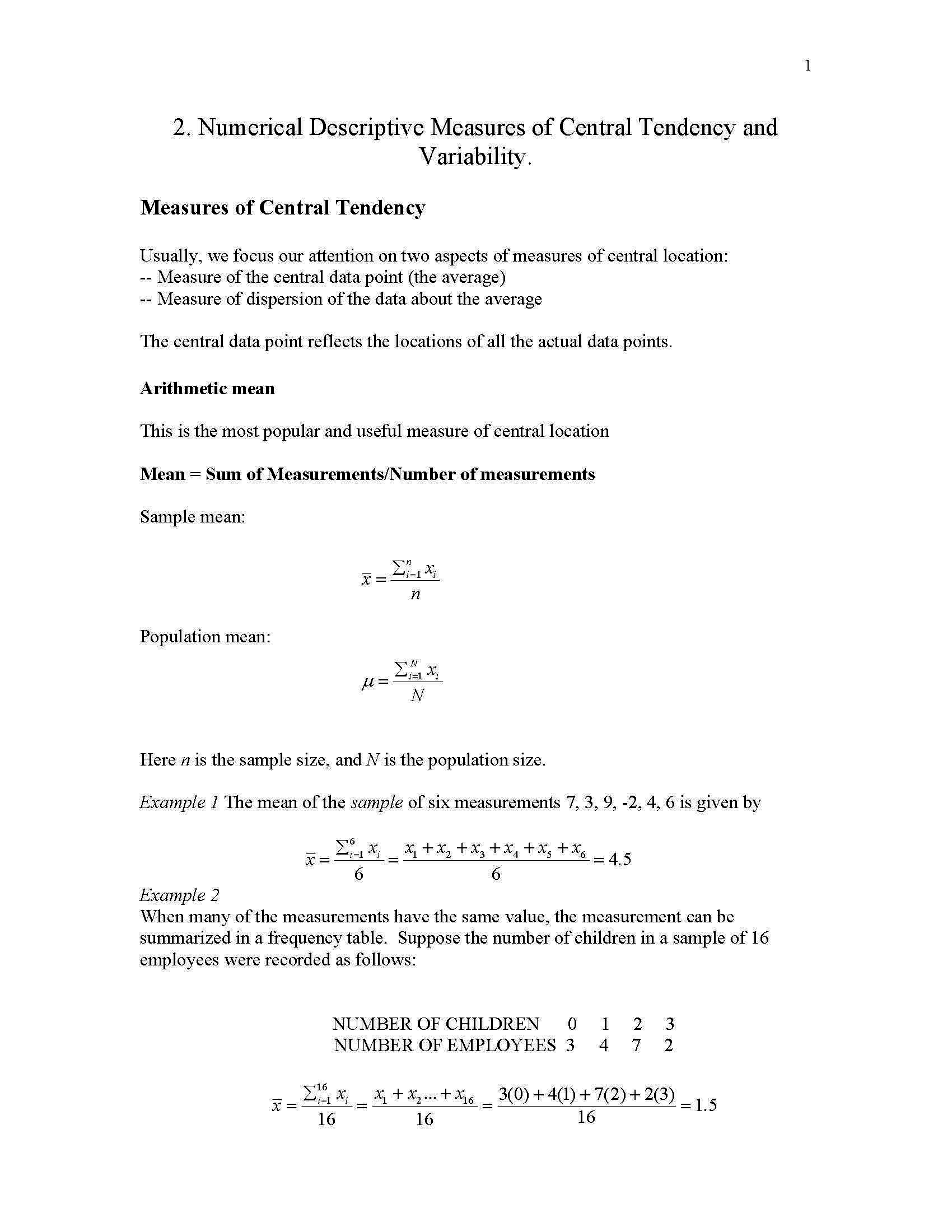 Introduction to Statistics I