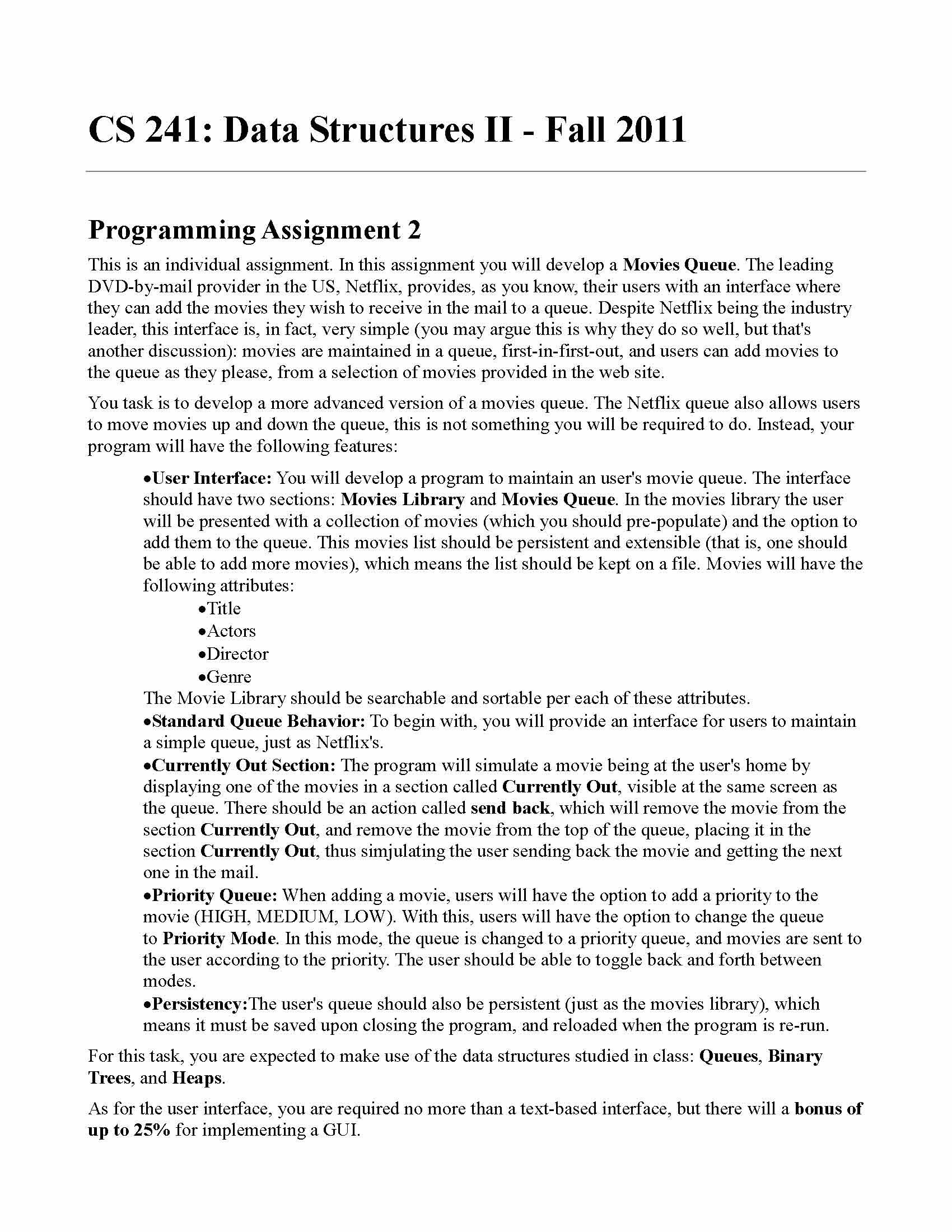 Data Structures and Algorithms II