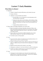 Lecture 7: Early Hominin
