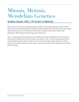 Mitosis, Meiosis, Mendelian Genetics Notes